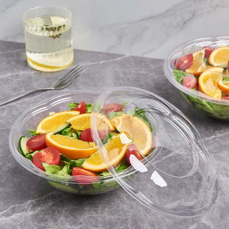24 oz PET プラスチックフルーツサラダボウル（蓋付き）、中国 24 oz